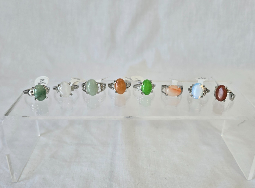 8 Moonstone & Gem Silver Plated Rings Multiple Colors, Styles & Sizes 5-9.5 New